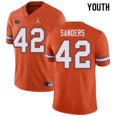 Youth Florida Gators #42 Umstead Sanders NCAA Jordan Brand Orange Authentic Stitched College Football Jersey PPT4862VE